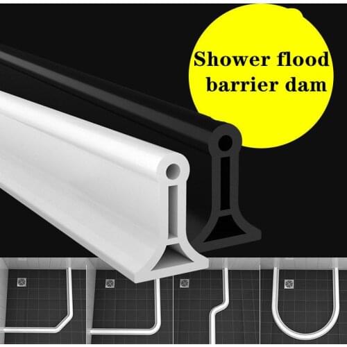100cm Silicon shower dam water stopper retaining Sealing Strip Dry and Wet Separation blocker flood barrier for Bathroom Kitchen