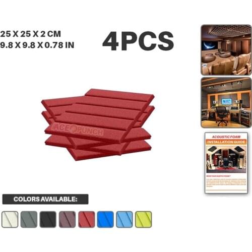 Arrowzoom 4 pcs 9.8" x 9.8" x 0.8" Flat Wedge Tile Studio Sound Absorbing Panel Acoustic Foam Treatment