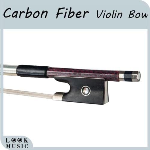 Advanced Carbon Fiber Bow 4/4 Violin/ Fiddle Bow Grid Carbon Fiber Round Stick Ebony Frog Full Size Violin Bow