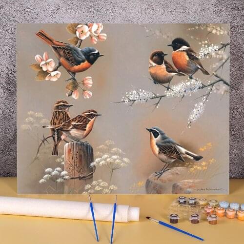 Bird Animal Coloring By Numbers Painting Set Acrylic Paints 50*70 Canvas Pictures New Design Crafts For Adults For Handiwork