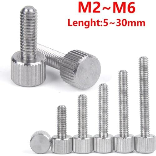 304 Stainless Steel Thumb Screws Metric Thread Knurled Head Manual Adjustment Screws Knurl High Step M2 M2.5 M3 M4 M5 M6