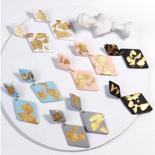 Lifefontier Multicolor Soft Polymer Clay Dangle Earrings Shining Sequins Geometric Drop Earrings Statement Jewelry for Women