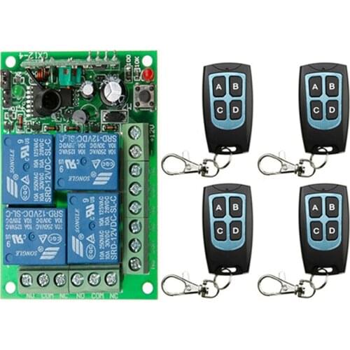 Xuanlongyuan DC24V 4 CH 4CH RF Wireless Remote Control Switch System Receiver+Waterproof Transmitter Garage Door /lamp /shutters