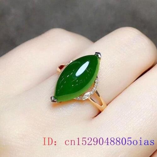 Green Jade Ring Chalcedony Crystal 925 Silver Jewelry Fashion Charm Gemstone Zircon Amulet Natural Women Gifts