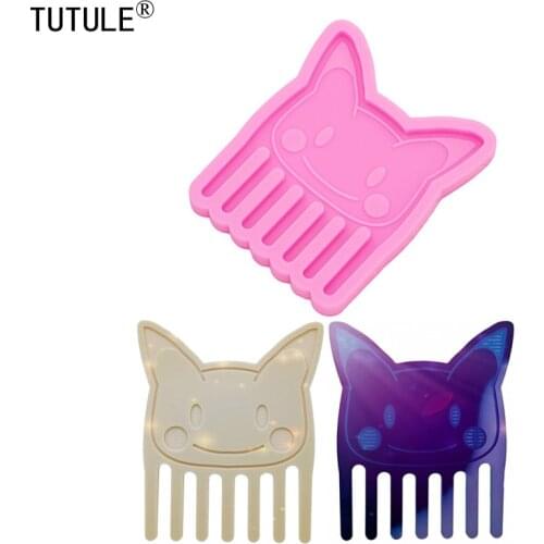 Mirror Hair Comb Resin Bath Comb Mold, Cute Rabbit head comb Epoxy Silicone Cat Comb Molds, Polymer Clay Jewelry Making Molds