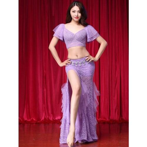 Lady Belly Dance Costumes Girls Dancing Suit Top Skirt Female Latin Rumba Dance Uniforms Dancewear Bollywood Jewelry D-0723