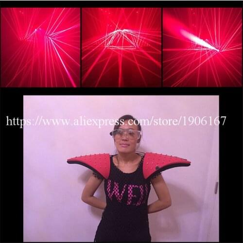 Hot Sale Laserman Costumes Shoulder DJ Red Laser Robot Suit Vest Luminous Waistcoat With 92Pcs lasers For Laser Show