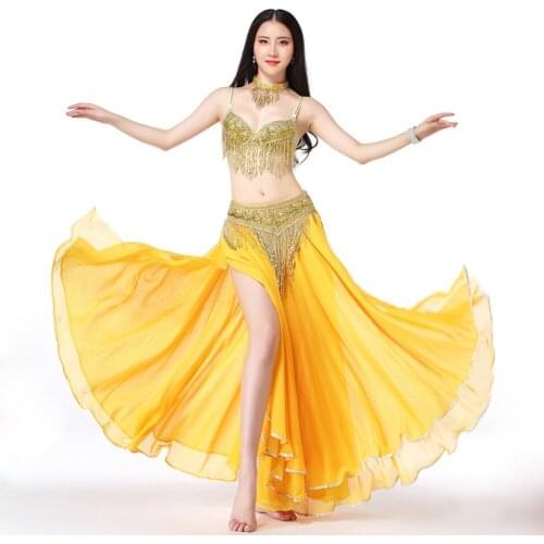 2019 Women Dancewear Belly Dance Costumes Set East Style Outfit Women Bellydance Outfits Beading (Bra Belt Skirt Necklace)
