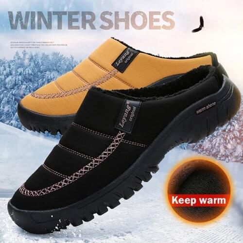 Winter Men Shoes Plush Men Slippers Fleece Warm Fur Thicken Cotton-Padded Home Slipper Indoor Flat Shoes Man Casual Footwear