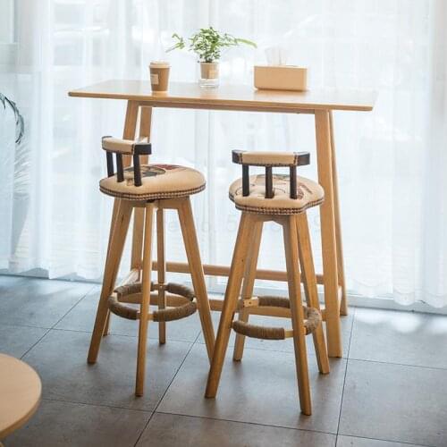 1000 American bar chair solid wood retro bar chair swivel front chair home high stool bar stool