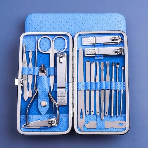 19 pcs/set of nail art pedicure scissors care kit manicure set nail clippers sickle tweezers ear pick nail tools