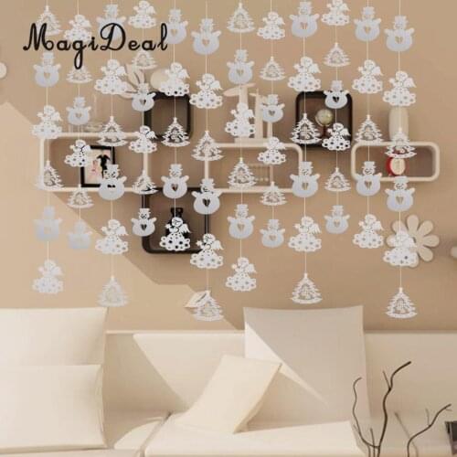 36pcs/set Christmas Tree Snowman Angel Banner Festive DIY Hanging Paper White Garland Party Home Decoration