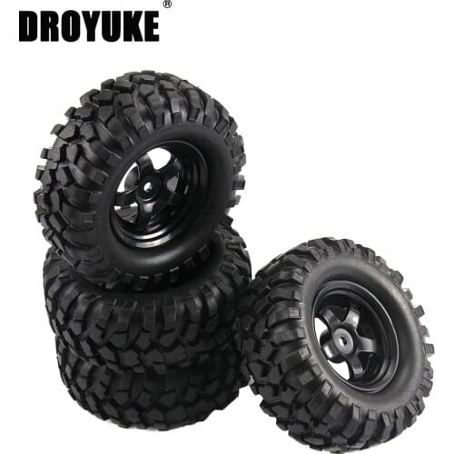 4pcs 96mm 1.9inch Rubber Rim and Beadlock Rim for 1/10 Car Remote Control Climber HSP Redcat Traxxas AXIAL SCX10 90046 RC4WD D90