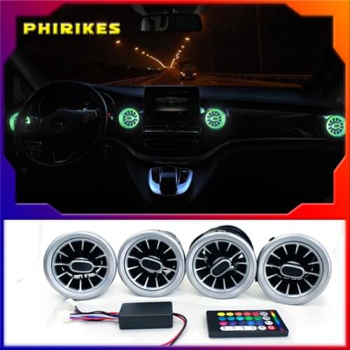 K-Car 4PCS LED Front Dashboard AC Air Condition Vent Outlet Turbo Interior Trim For Mercedes Benz V Class W447 Vito V250