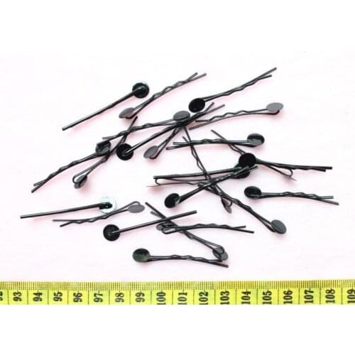 500pcs- 42mm Black Plated Bobby Pin Hair Sticks with 7mm Pad nickle free ,free shipping lacquered painting