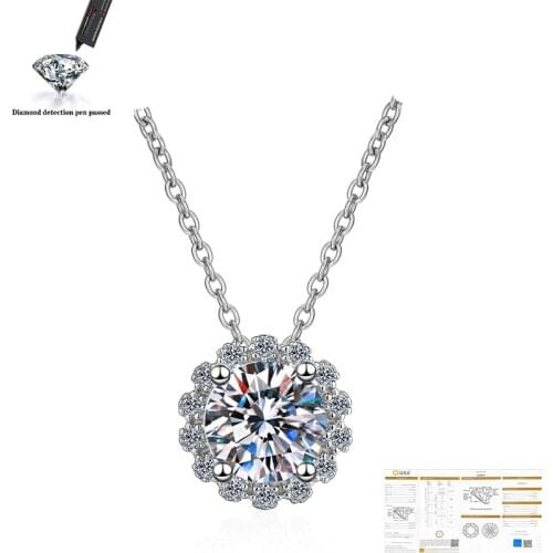 9mm 3ct 925 silver Rhodium plating Pendant For Women Round lab diamond Luxury Moissanite Gemstone Pendant Necklace for Wedding