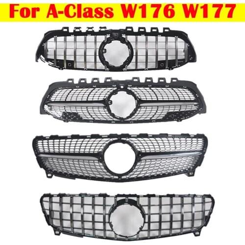 Car Styling Front Grill Diamond GT Style A180 A200 For Mercedes-Benz A-Class W176 W177 2013-2019 Middle Grille Bumper Bar
