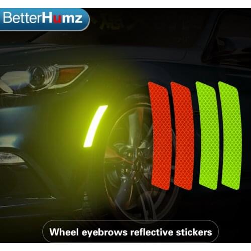 Betterhumz For BMW Universal Car Reflective Warning Strip Truck Night Driving Safety Secure Wheel Eyebrow Decor Luminous Sticker