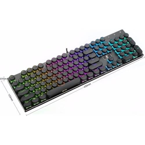 Black Typewriter Style Round Keycaps Double Shot Injection Mechanical Keycap for Cherry MX Stem Backlit Gaming Keyboard