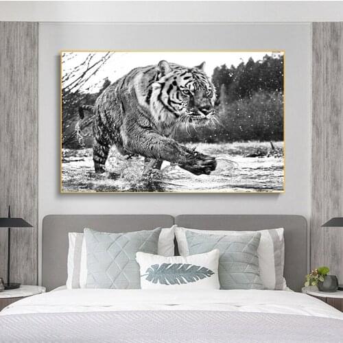 Black and White Tiger Diamond Painting Full Square Drill Picture Handmade Embroidery Mosaic Cross Stitch Kits Gift AnimalZP-4050