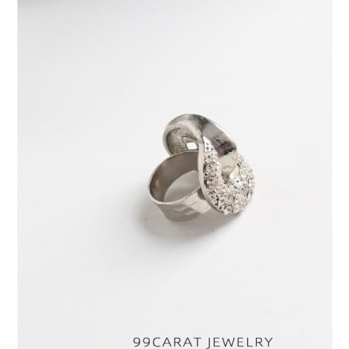 Nine nine carat European and American Jewelry Silver smart lock flash diamond ring fashion simple