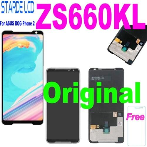 Original 6.59 For ASUS ROG Phone 2 Phone2 PhoneⅡ ZS660KL AMOLED LCD Display Screen+Touch Screen Panel Digitizer Assembly Replace