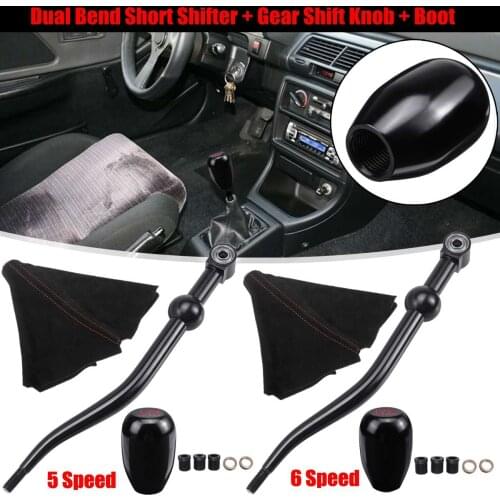 Dual Bend Short Shifter + 5/6 Speed Gear Knob + Boot For Honda For Civic CRX For Acura Integra 88-00