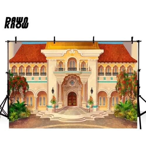 DAWNKNOW Cartoon Castle Photography Background For Baby Photocall Building Backdrop Children Photo Studio lv769