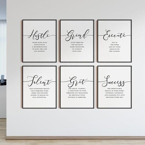 Talent Hustle Success Motivational Posters and Prints Office Decor Modern Art Entrepreneur Motivation Canvas Painting Pictures