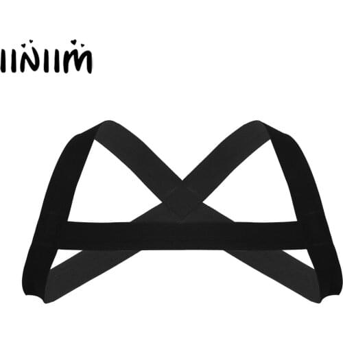 Iiniim Fashion Mens X-Shape Back Elastic Body Chest Muscle Harness Belt Punk Costume Strap Clubwear bdsm Bondage Sex Costumes