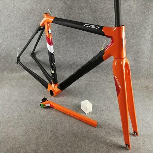 Customize Logo Orange C64 glossy frame Carbon Road Bicycle Frames 48/50/52/54cm/56cm