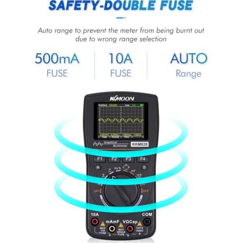 KKMOON KKM828 2 in 1 HD Intelligent Graphical Digital Oscilloscope Multimeter 1MHz Bandwidth 2.5Msps Sampling Rate Osciloscopio