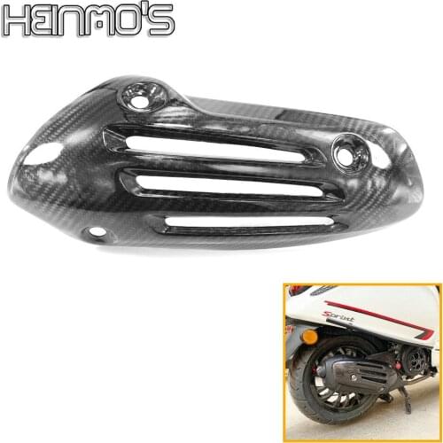 Scooter Carbon Fiber Exhaust Pipe Cover Heat Shield Board Accessoires For Vespa Sprint Primavera LXV 150 Sprint150 2013-2020