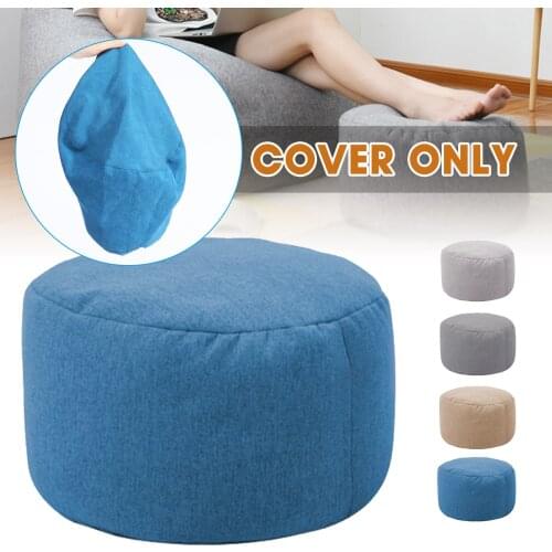 Small Round Beanbag Sofas Cover Waterproof Gaming Bed Chair Seat Bean Bag Solid Lounger Chair Sofa Cotton Linen Chair ONLY COVER