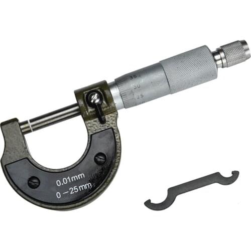 Hard Alloy Outside Micrometer with Plastic Case 0-25MM Measuring Range, 0.01mm Accuracy Gauge Vernier Caliper Measuring Tools