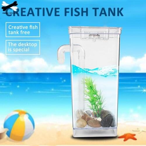 Mini Fish Tank Self-cleaning Aquarium Tabletop Small Plastic Goldfish Bowl Creative Pet Supplies