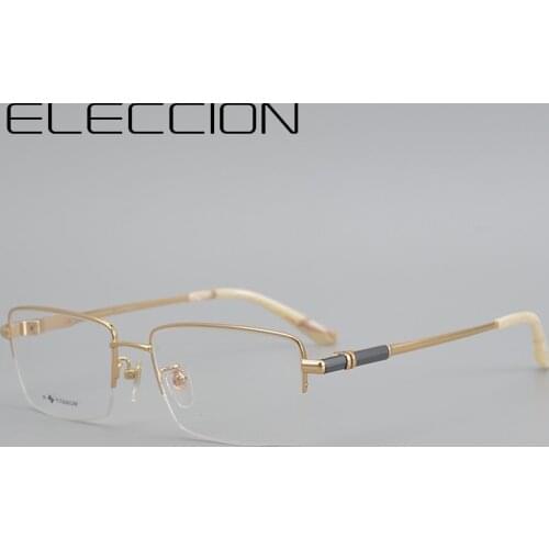 Business male Glasses Frame Pure Titanium Half Square Optical Myopia Eyeglass Frames for Men Luxury Brand Eyewear High Quality