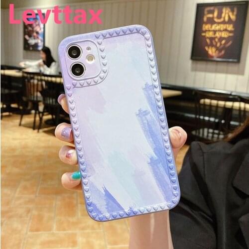 100PCS/LOT Soft TPU Protective Watercolor With Camera Protection Case for iPhone 11 12 Pro Max Cover For iphone X XR XS Max 6