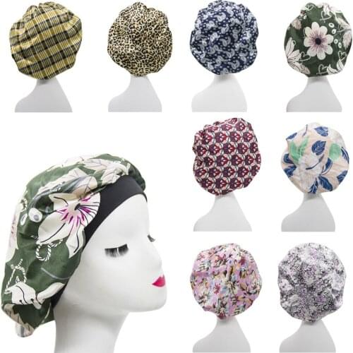 New Printed Satin Hat Bonnet Hair Styling Cap Long Hair Care Women Night Sleep Chemotherapy Shower Cap Hair Styling Tools Women
