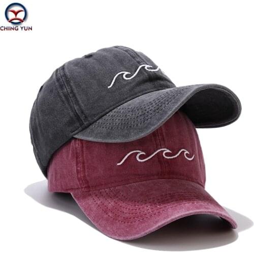 New Baseball cap wave embroidery Baseball hat Washed vintage all-match unisex four seasons Outdoor Distressed sunprotection Cap
