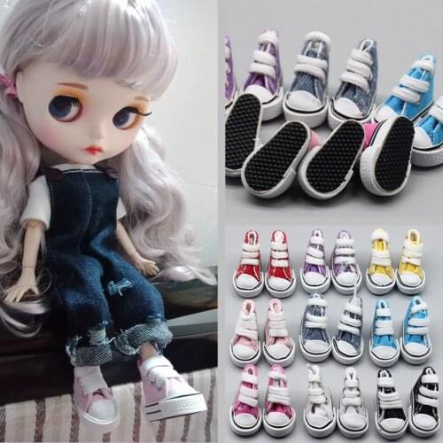 3.5cm Canvas Shoes For Blyth Doll Fashion Mini Shoes Doll Shoes for Russian DIY handmade doll Doll Accessories