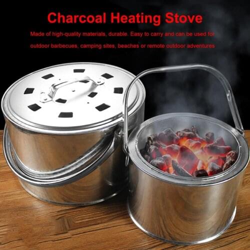 Stainless Steel Brazier Charcoal Heating Stove indoor and outdoor Heating Carbon Stove for Fishing Camping to keep warm