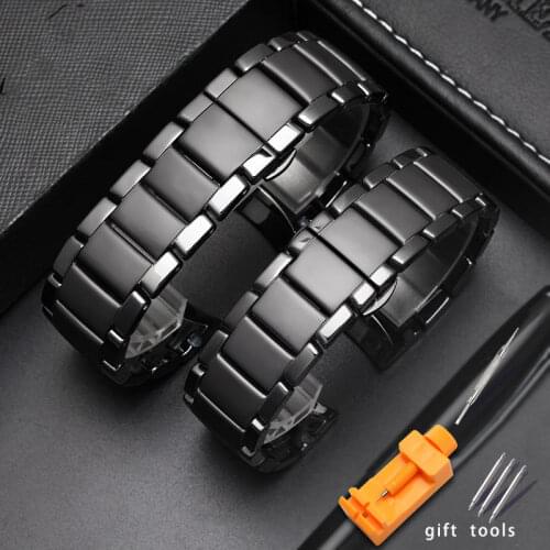 Ceramic watch ceramic watchband for ar1452 ar1451 frosted Wristband Black Light sports chain mens watch strap Butterfly button