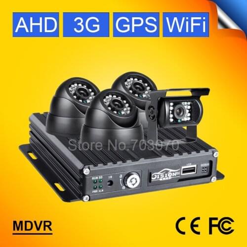 CCTV Surveillance 3G GPS Wifi 4CH AHD Mobile Dvr Kits 720P SD Card Real Time Remote Monitoring +4Pcs IR Camera