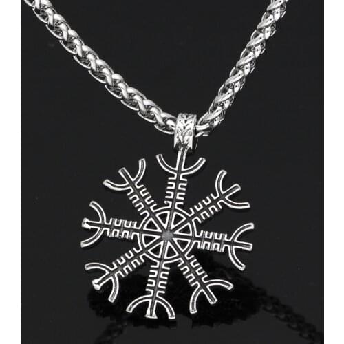 Nordic viking odin symbol vegvisir amulet stainless steel pendant necklace