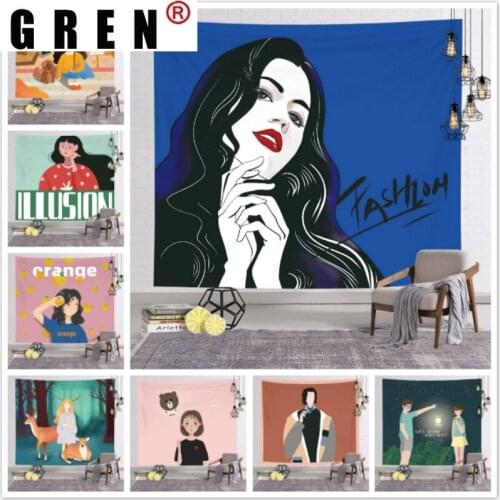GREN Tapestry Illustration Wall Rugs Wall Hanging Fabric Mural Background Cloth Towel Beach Fabric Blanket Dorm Living Home Deco