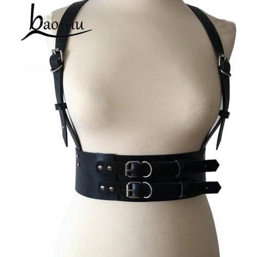 Vintage Women Sexy leather Garter adjustable corset body Harness Punk Gothic Bondage Shoulder Waist Straps Chest Belt Suspenders
