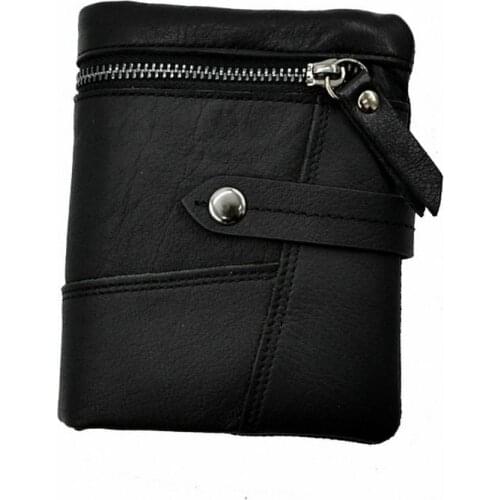 Vintage Genuine Leather Men Wallets Male Purse Credit Card Holder Vertical Short Buckle Cowhide Large Capacity Wallet Money Bag