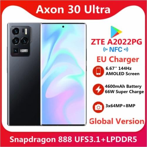 Global Version EU Charger ZTE Axon 30 Ultra 5G SmartPhone 6.67‘’ 144Hz 2400x1080 FHD 4600mAh 66W Super Charge Snapdragon 888