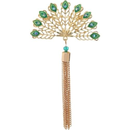 Muylinda Enamel Pin Brooch Peacock Feather Fans Brooches Vintage Tassel Pins Jewelry Women Scarf Clothes Clip Broche